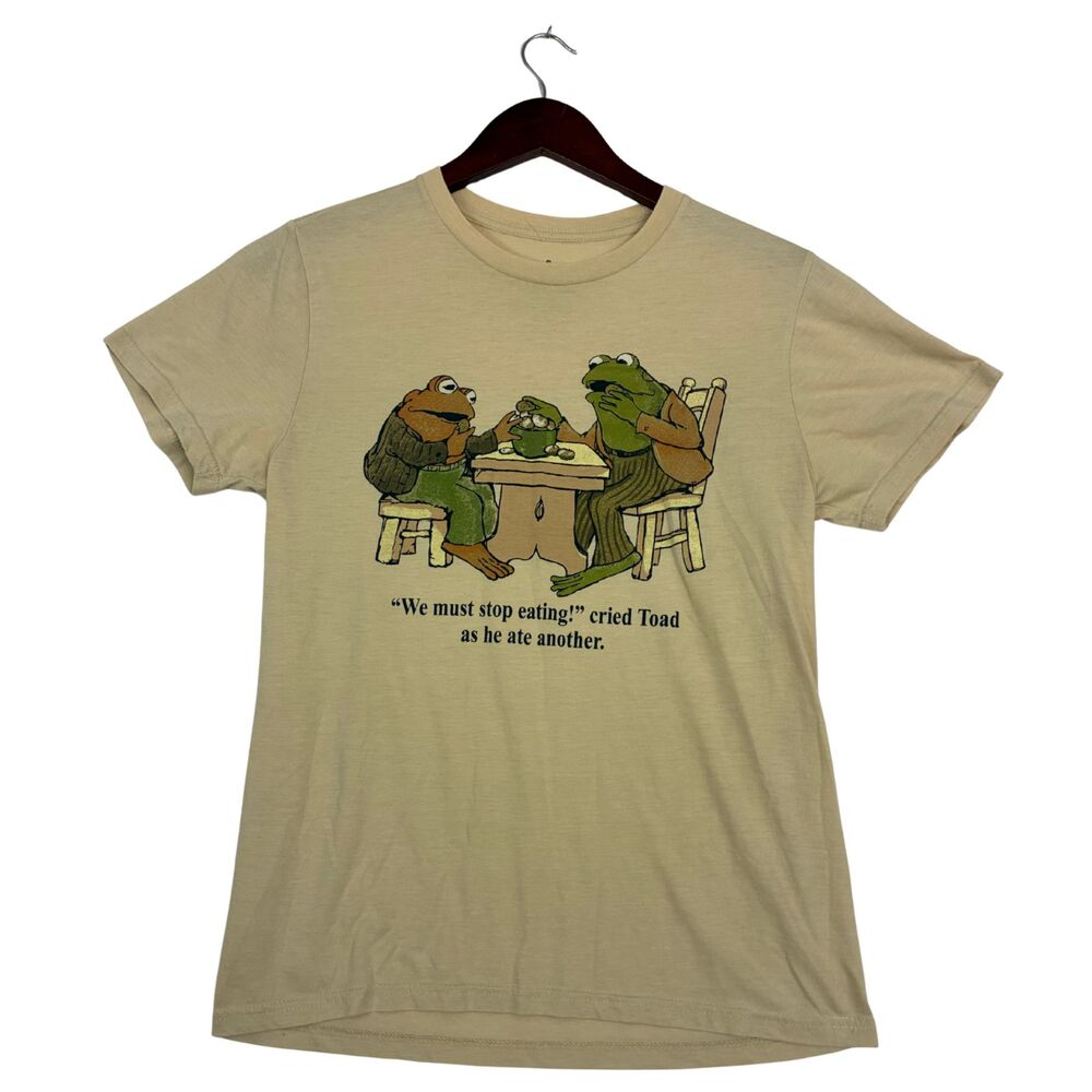 Frog and Toad T Shirt Mens Small Beige Arnold Lobel Eating Graphic Book Tee